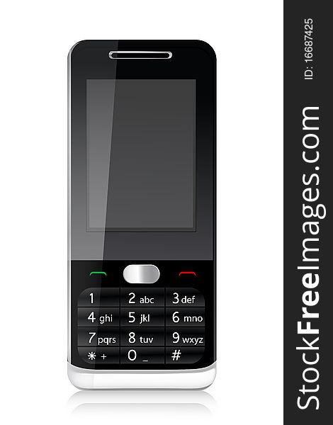 Illustration of mobile phone with isolated white background