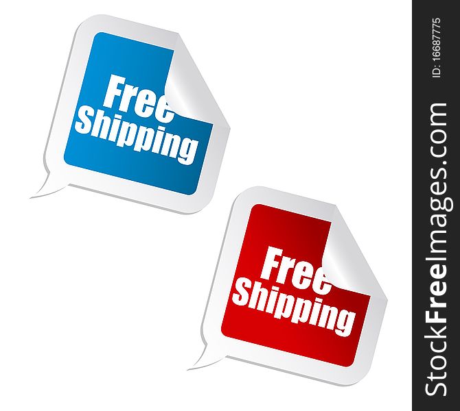 Illustration of free shipping stickers on isolated background