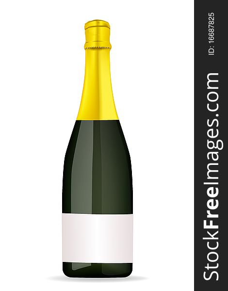 Illustration of champagne bottle on isolated background