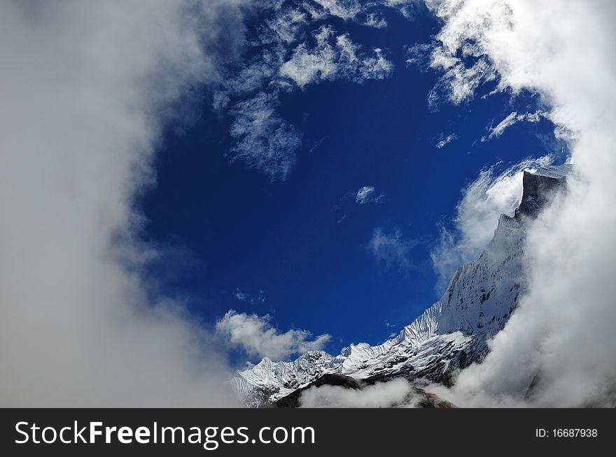 A photo showing of beautifully cloudy and Himalaya range of muontain at Nepal. A photo showing of beautifully cloudy and Himalaya range of muontain at Nepal.