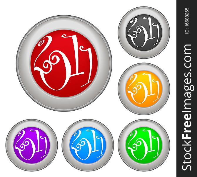 New year button 2011 , color series. New year button 2011 , color series