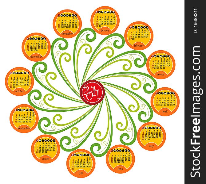 Spiral Decorative Calendar For 2011