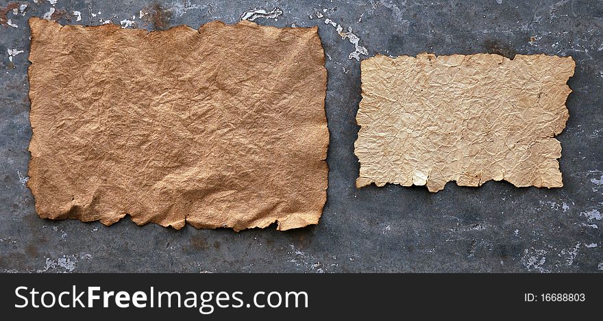 Two vintage old paper on grunge background