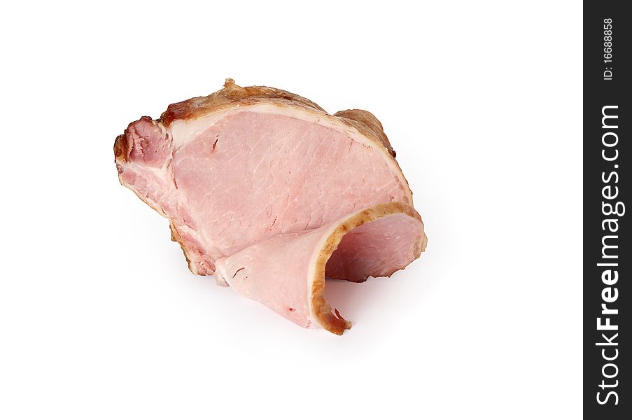 A piece of fresh sliced brisket isolated on white background with clipping path. A piece of fresh sliced brisket isolated on white background with clipping path