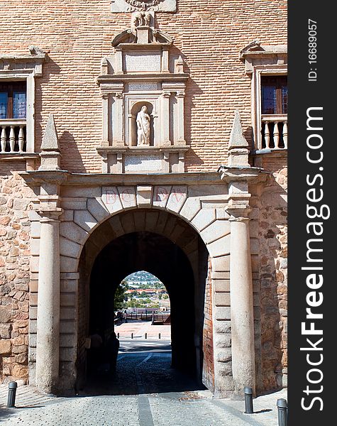 Gate on Square Plaza de San Martin, Toledo, Spain.