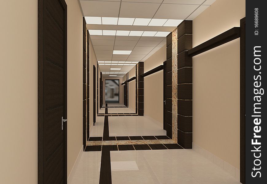 Empty Hallway In Modern Building