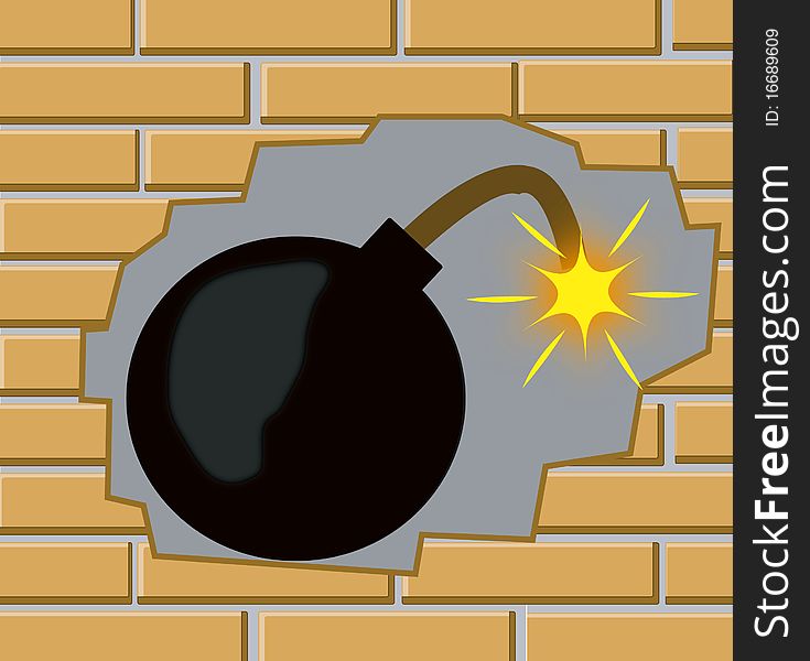 Bomb In Wall From Brick