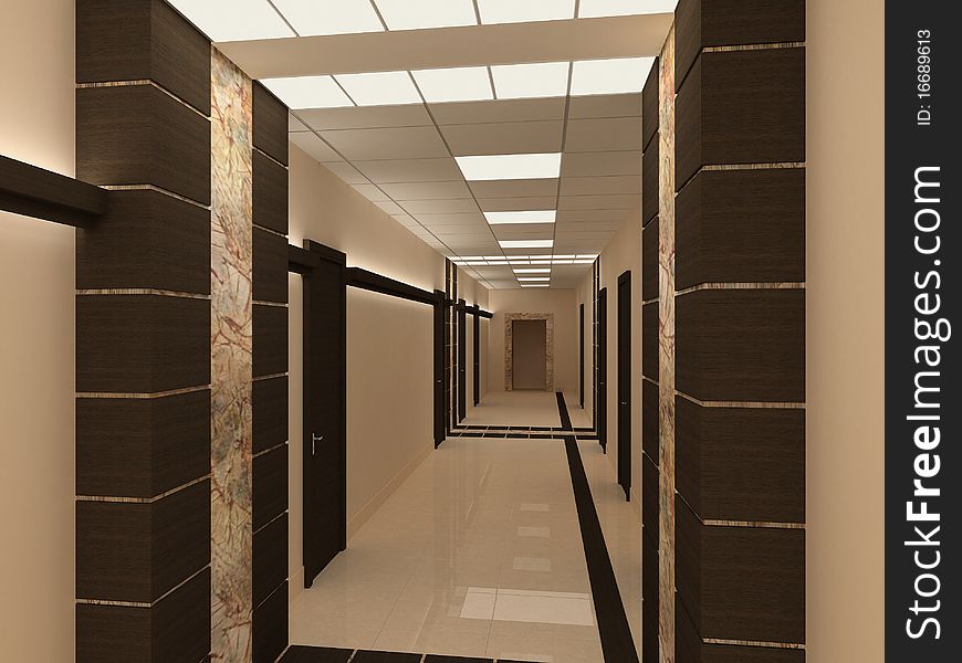 Empty marble corridor in modern office building. Empty marble corridor in modern office building