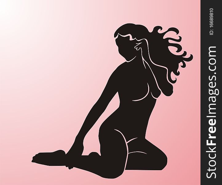 Female silhouette on a pink background. Female silhouette on a pink background