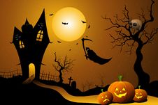 Ghost Flying In Halloween Night Royalty Free Stock Photography