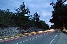 Turn On A Mountain Line At Night Royalty Free Stock Photography Turn On A Mountain Line At Night Royalty Free Stock Photography
