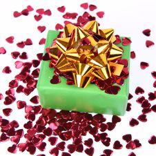 Gift With Heart Shaped Confetti Stock Photography Gift With Heart Shaped Confetti Stock Photography