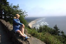 Looking At The Coastline, Oregon. Stock Photos