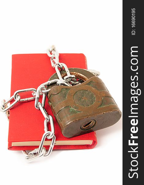 Confidential red book locked padlock