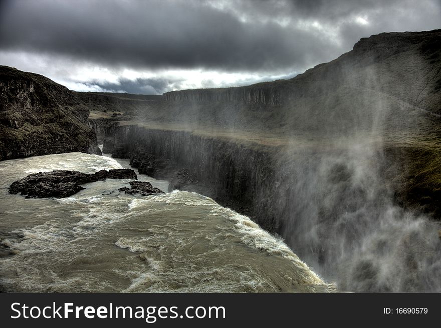 Waterfall in Iceland during the summer time. Waterfall in Iceland during the summer time