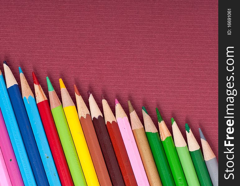 Colored Pencils in Staggered Formation Background