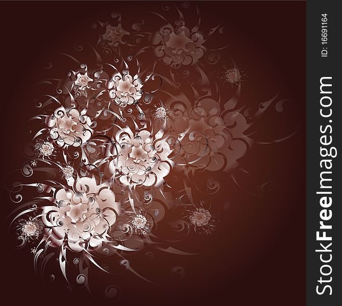 Delicate flowers on a dark background cards Vector illustration. eps10 . Delicate flowers on a dark background cards Vector illustration. eps10