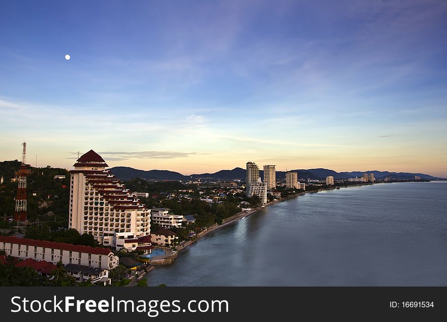 View sea Huahin city point that him chopsticks , Huahin , Thailand ,. View sea Huahin city point that him chopsticks , Huahin , Thailand ,