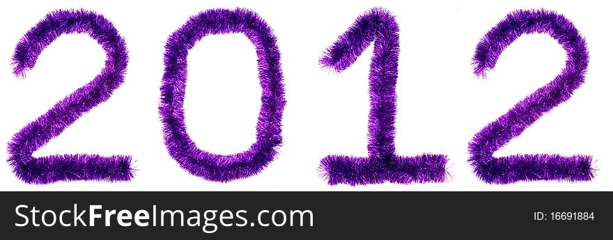 The text 2012 made of violet tinsel. The text 2012 made of violet tinsel