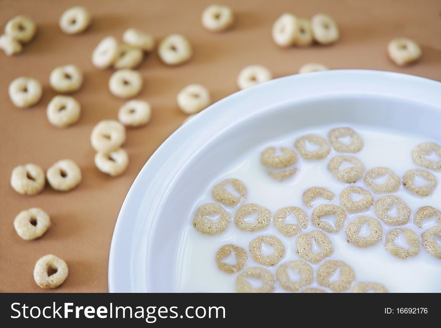 Healthy breakfast with cereal and milk. Healthy breakfast with cereal and milk