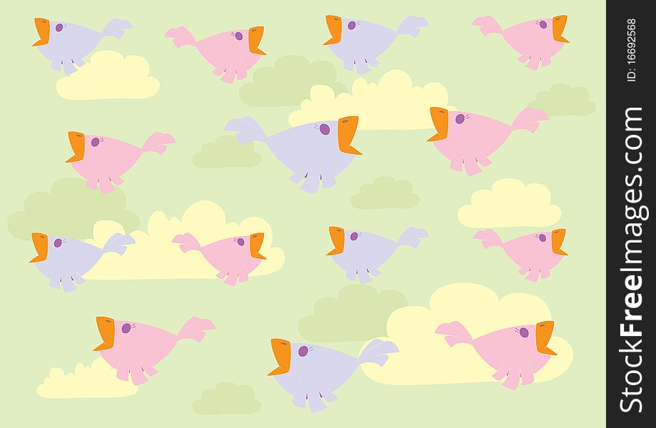 Illustration of a birds in the sky  background