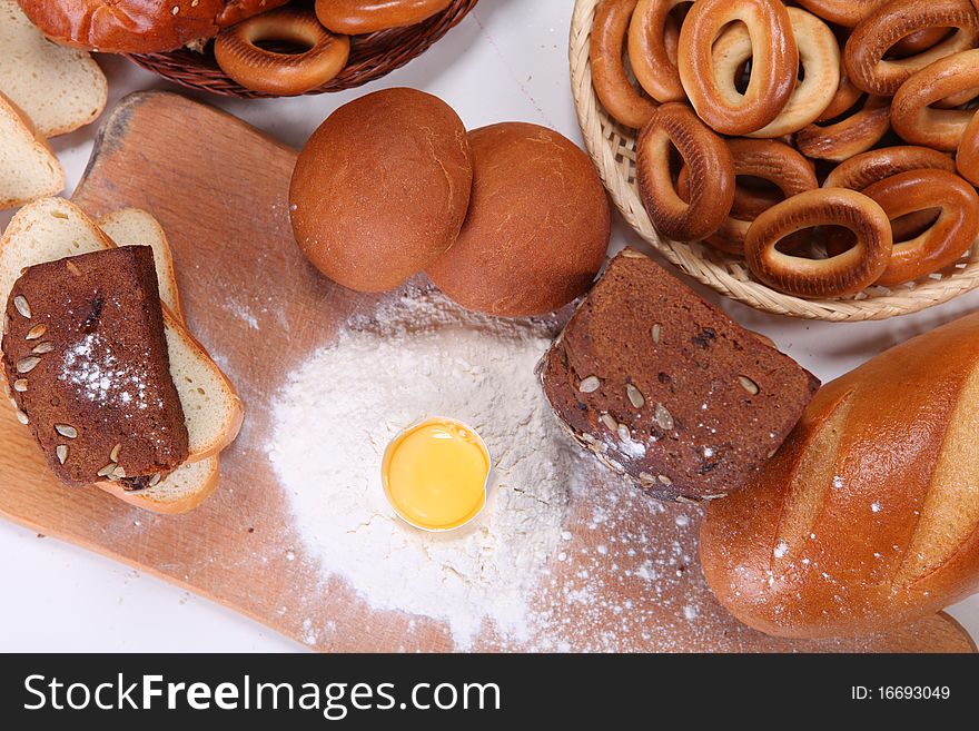 Picture of different bread isolated at white background. Picture of different bread isolated at white background