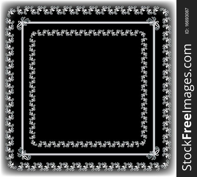 Elegant square shape frame or background in black and white with intricate detail. Elegant square shape frame or background in black and white with intricate detail