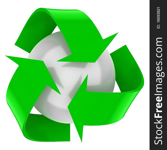 Recycle Green Symbol With A White Sphere