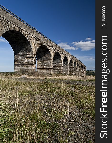 A shot taken of old railway arches Near Edinburgh,Scotland on a bright sunny day