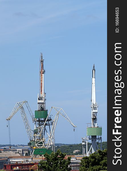 Marine Cargo Port. Cranes. Croatia