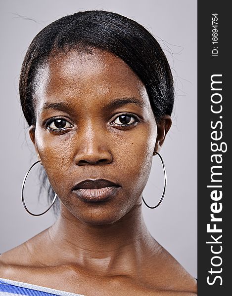 Real beautiful black woman portrait in studio. Real beautiful black woman portrait in studio