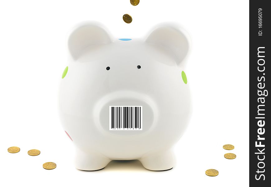 A piggy bank isolated against a white background