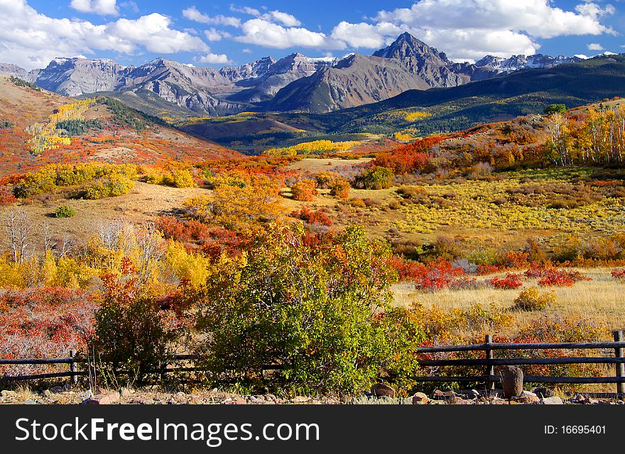 Beautiful Autumn landscape near Dallas divide in Colorado