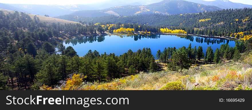 Panoramic view of O 'Haver lake near Poncha springs in Colorado. Panoramic view of O 'Haver lake near Poncha springs in Colorado