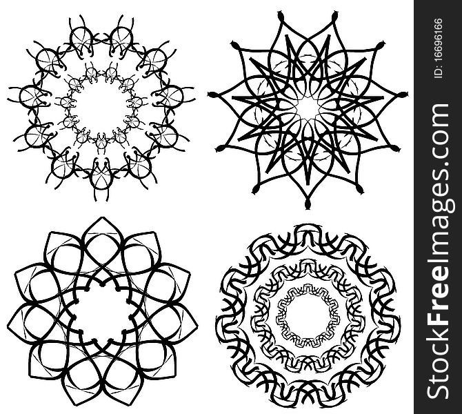 Set of black on white calligraphic flowers samples. Set of black on white calligraphic flowers samples.