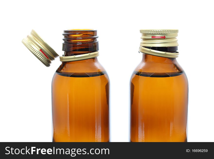 Medicine bottles isolated on white background