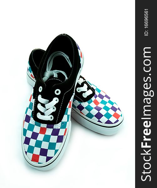 Colorful canvas shoe on white background