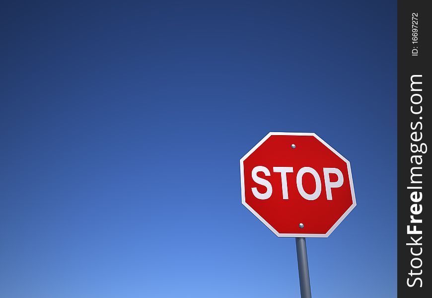 Stop sign - this is a 3d render illustration. Stop sign - this is a 3d render illustration