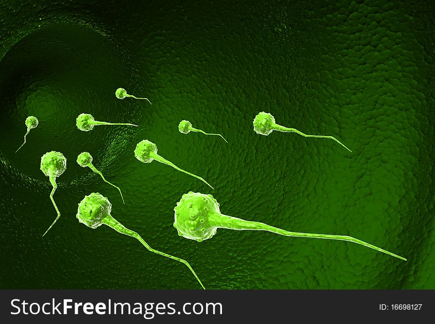 Digital illustration of Sperm cells in abstract background