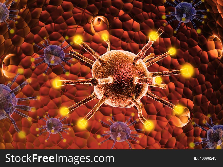 Highly rendering of virus in attractive background