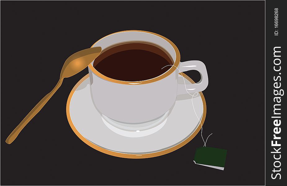 Tea mug,Against a dark background, a white cup,