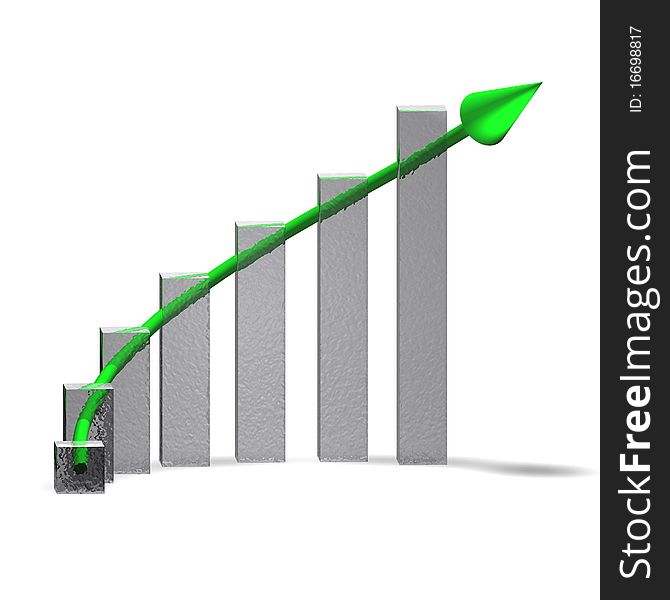 A graphic showing growing chart with arrow. A graphic showing growing chart with arrow