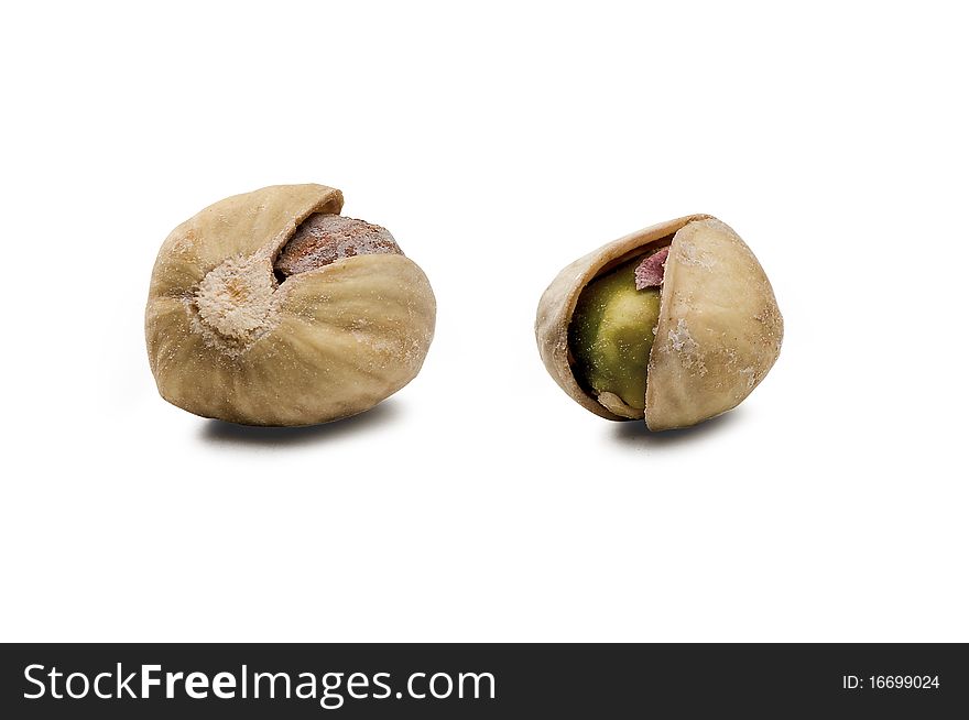 Pistachios very sensual on white background. Pistachios very sensual on white background