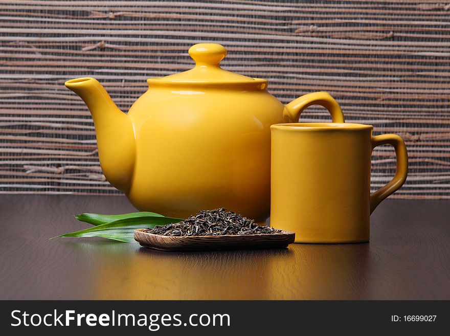 Green Tea And Teapot