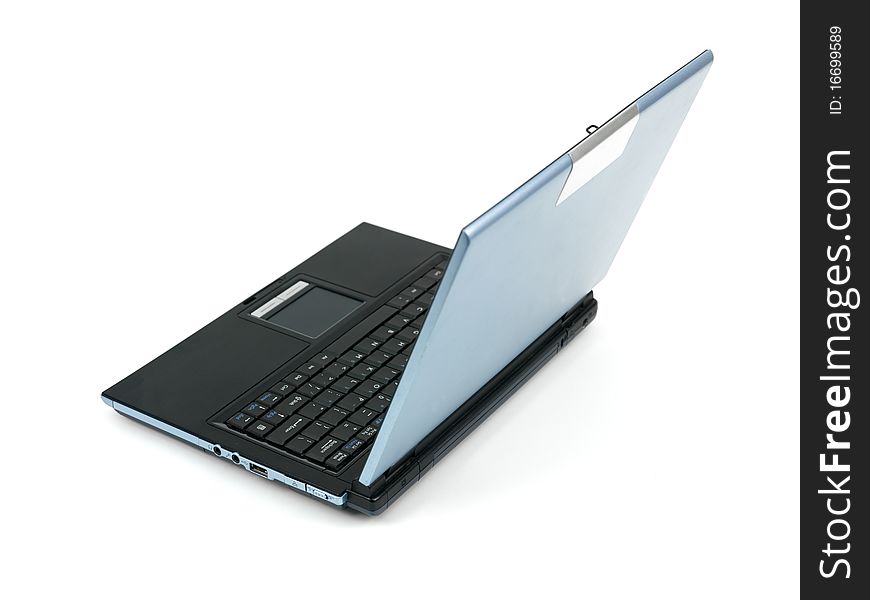 A laptop computer isolated against a white background