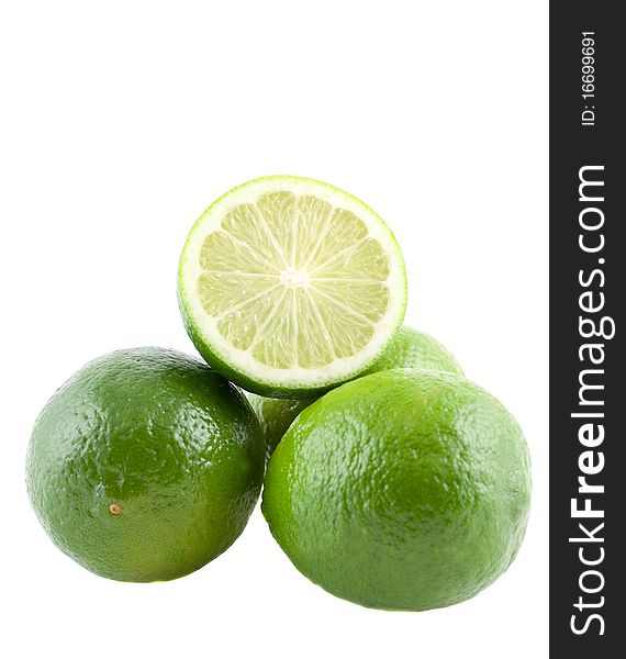 Stacked limes one is sliced
