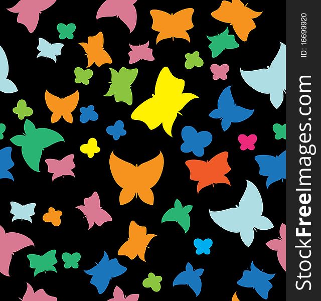 Seamless background with color butterflies. Seamless background with color butterflies