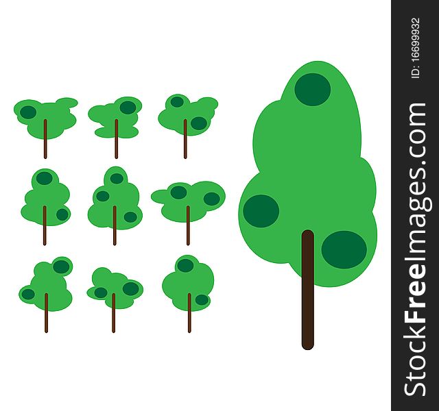 Set of green tree`s icons