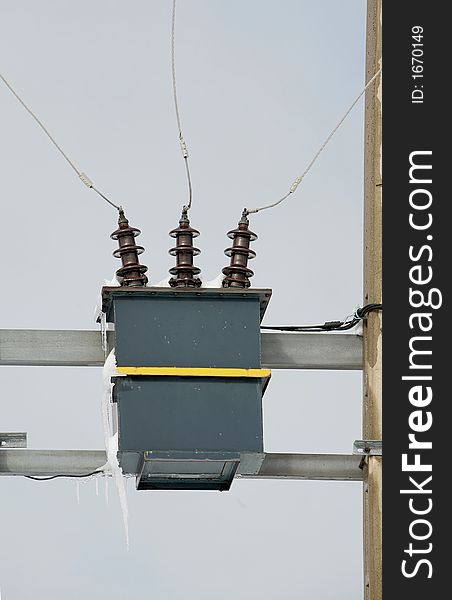 Electrical tower frozen and with ice