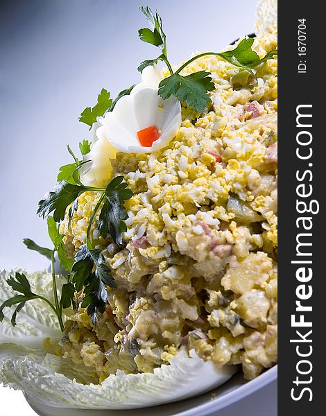 Delicious egg salad with ham and cheese. Delicious egg salad with ham and cheese